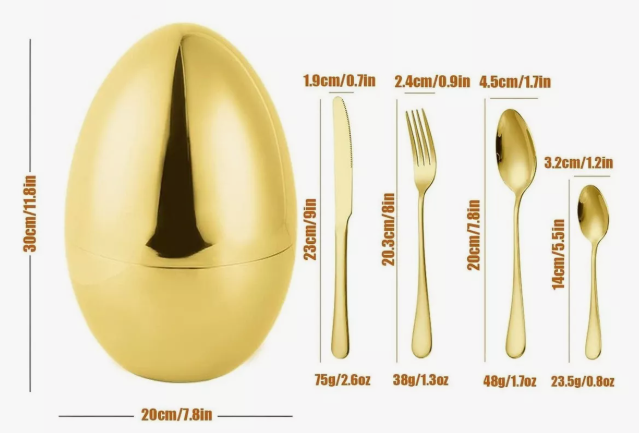 ✨Juego de Cubiertos Premium 24 Piezas – Diseño Elegante en Forma de Huevo 🍽️