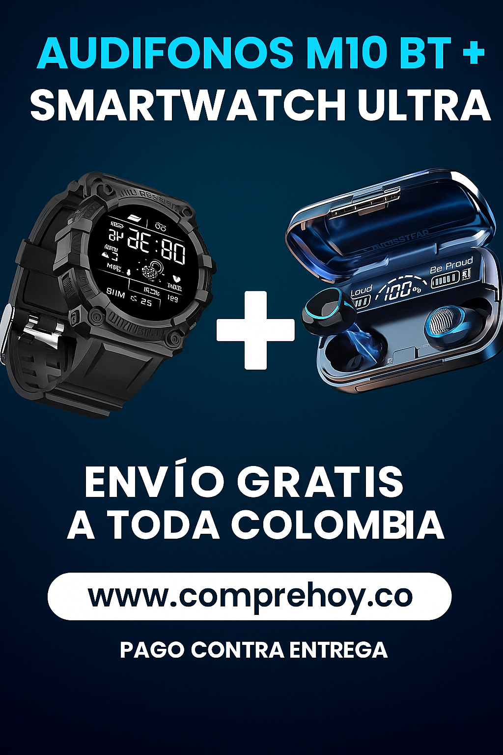 ✨COMBO AUDIFONOSF9/M10 + RELOJ INTELIGENTE DE ALTA TECNOLOGIA✨