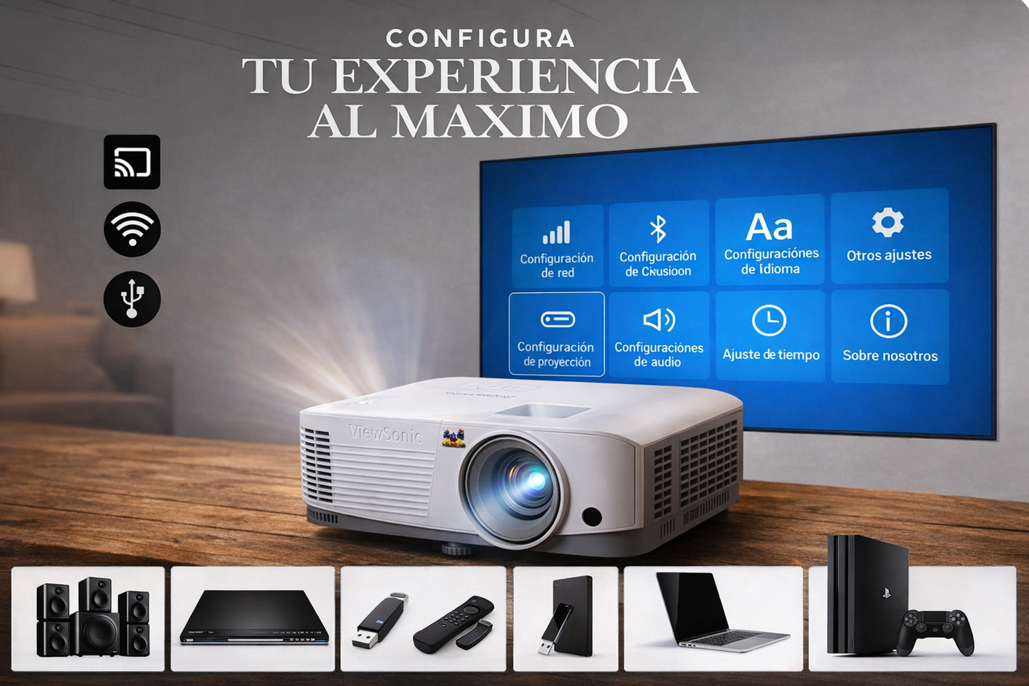 🎬 Proyector Smart 125” HD con Android TV 11 – Convierte tu Casa en Cine