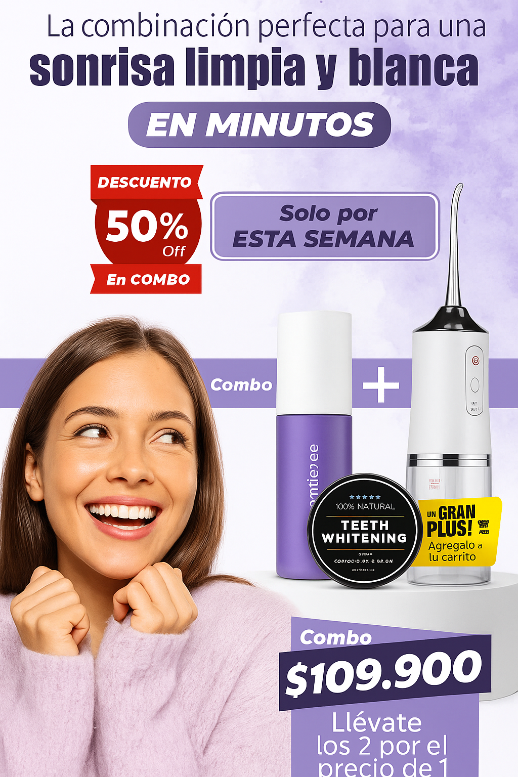 🦷✨ Combo Sonrisa Perfecta – Blanqueamiento y Limpieza Bucal en Casa 💜