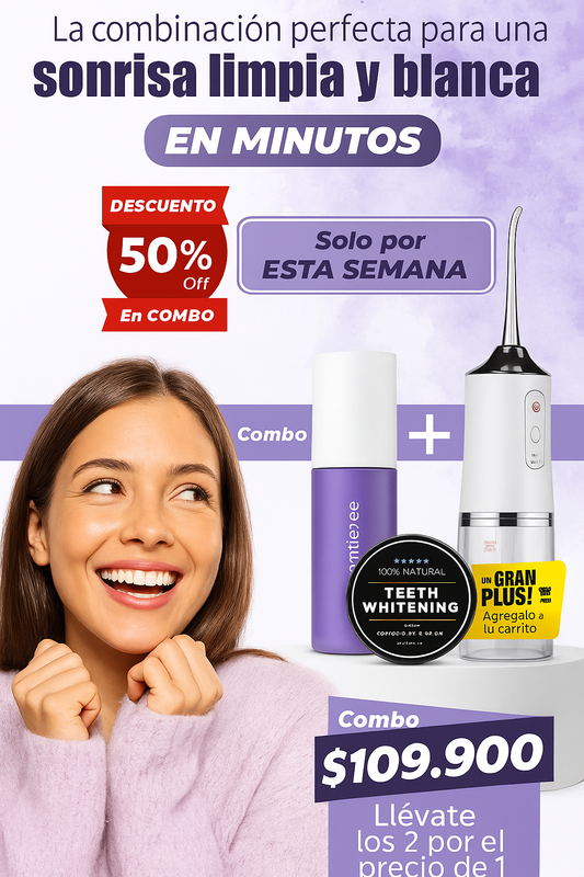 🦷✨ Combo Sonrisa Perfecta – Blanqueamiento y Limpieza Bucal en Casa 💜