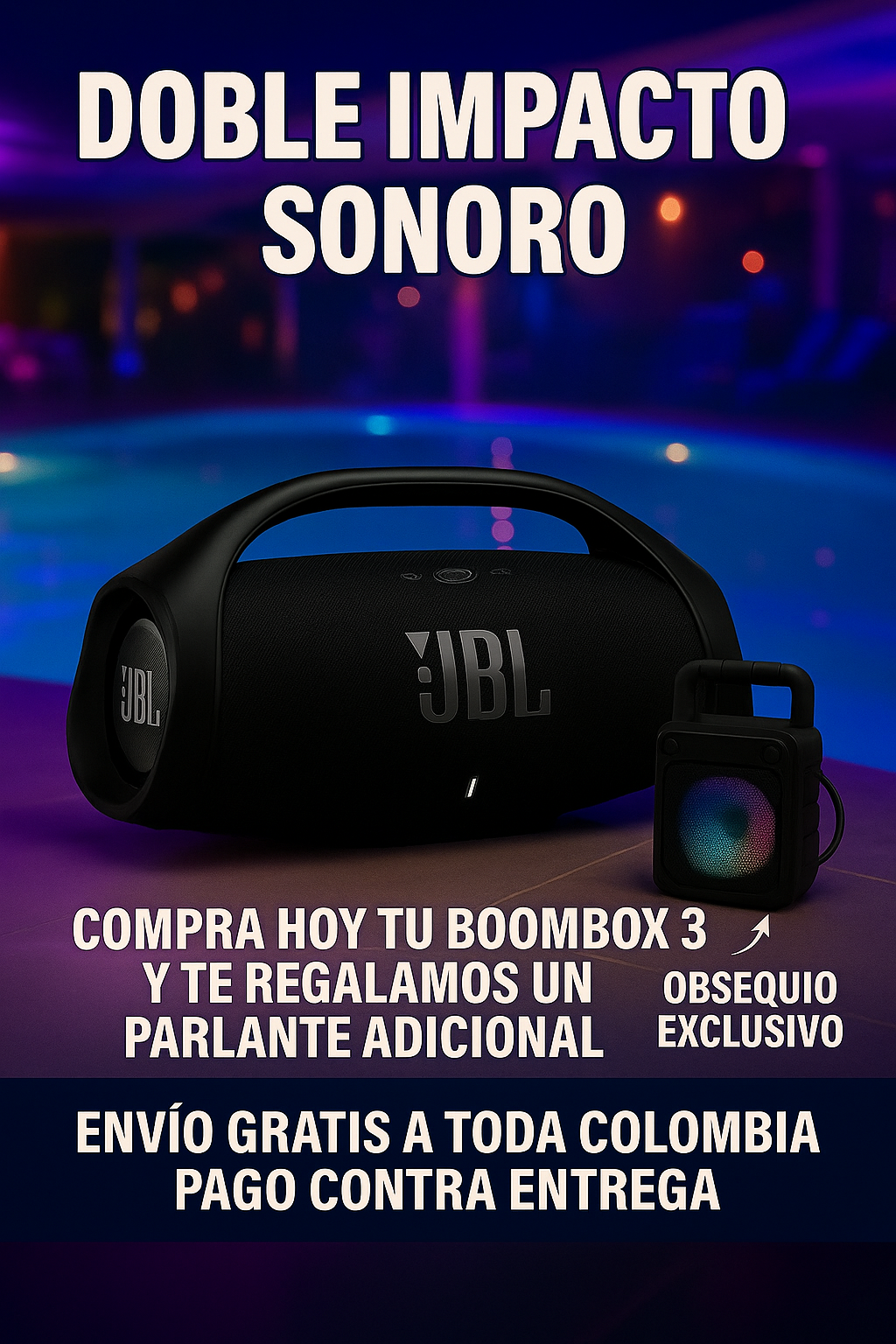 💥 COMBO EXPLOSIVO DE SONIDO 🔊 | BOOMBOX 3 + PARLANTE RGB PRO DE REGALO