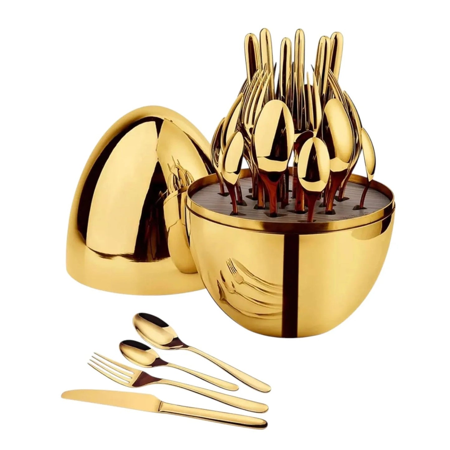 ✨Juego de Cubiertos Premium 24 Piezas – Diseño Elegante en Forma de Huevo 🍽️