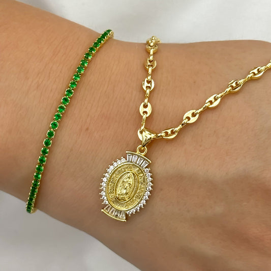 conjunto gucci + pulsera tennis verde