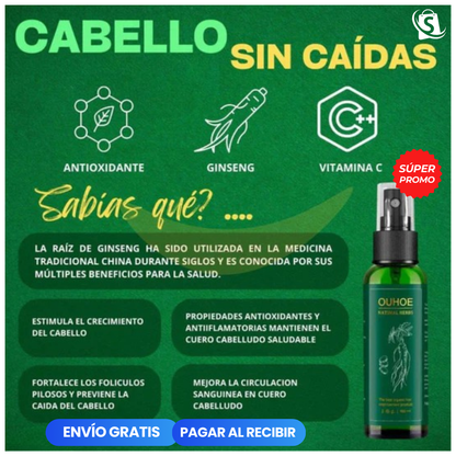 🌿 ¡Cuida tu cabello con el poder natural del Tónico Capilar OUHOE! 🔥 ¡Llévate 2 por el precio de 1 solo por tiempo limitado!
