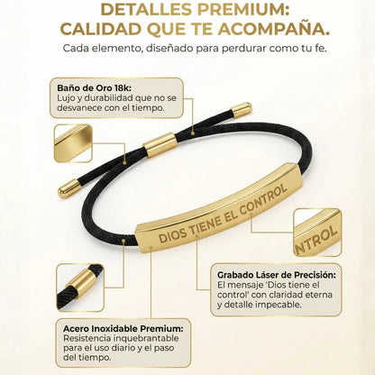 Pulsera “Dios Tiene el Control” (Baño en Oro 18K) + Ebook GRATIS