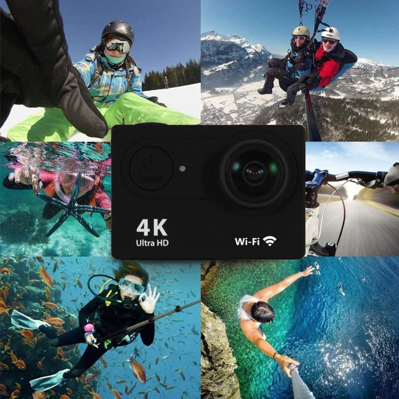 Cámara Deportiva 4K Ultra HD Sumergible + Kit de Accesorios