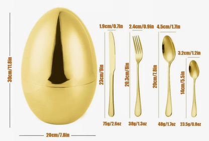 ✨Juego de Cubiertos Premium 24 Piezas – Diseño Elegante en Forma de Huevo 🍽️