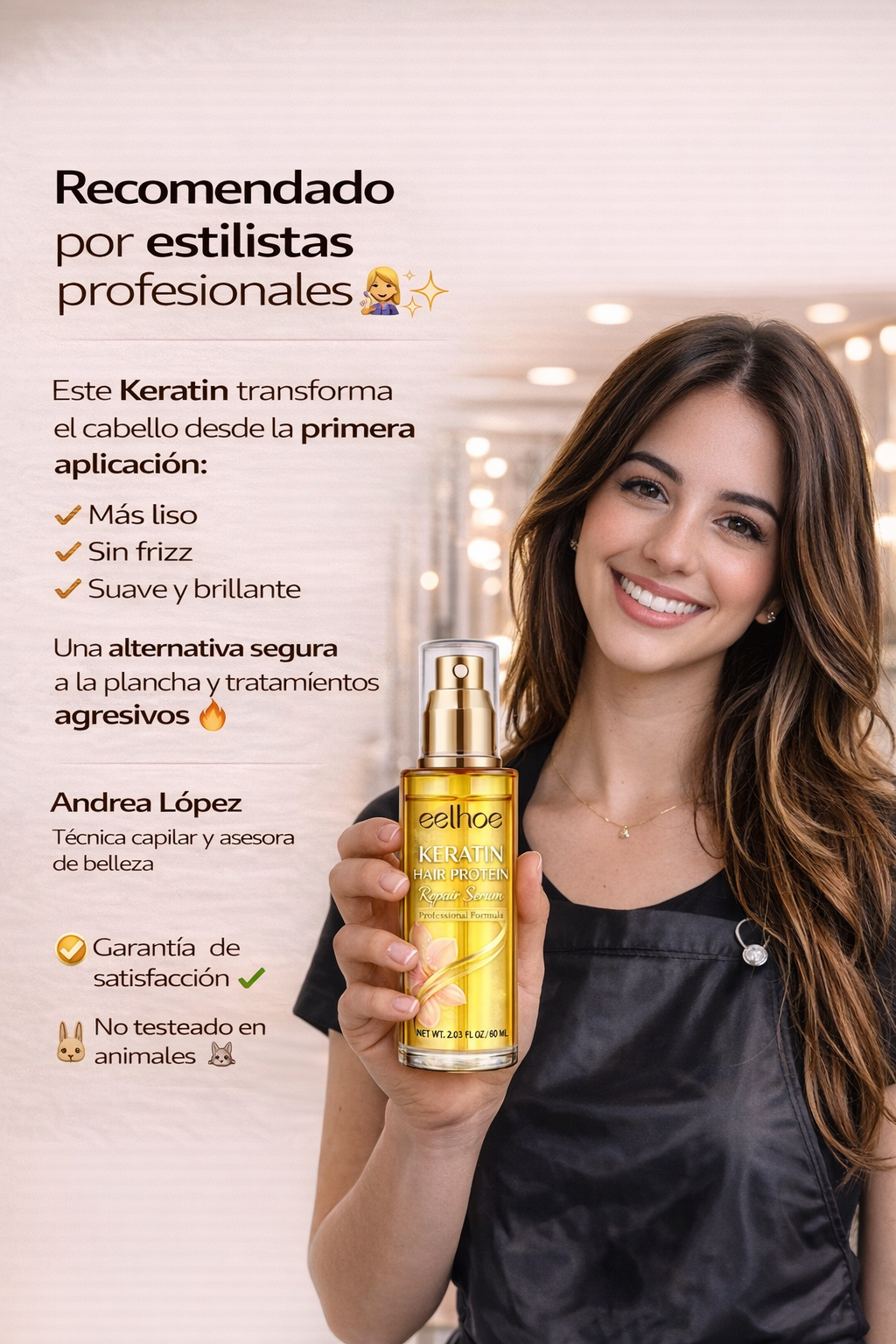 Keratin Serum Alisador Pro ✨ Cabello Liso y Sin Frizz 🌸