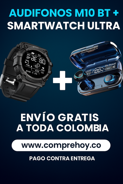✨COMBO AUDIFONOSF9/M10 + RELOJ INTELIGENTE DE ALTA TECNOLOGIA✨