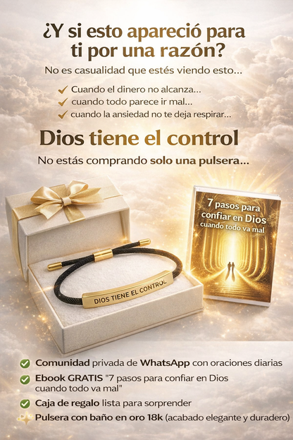 Pulsera “Dios Tiene el Control” (Baño en Oro 18K) + Ebook GRATIS