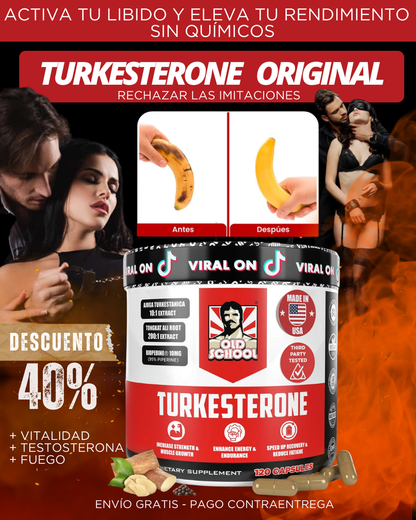 🚀 ¡TURKESTERONE PRO OLD SCHOOL ORIGINAL - 120 CAPS 💪 🔥 Más fuerza, más deseo, más rendimiento