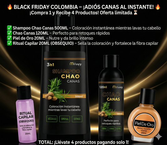 🔥 BLACK FRIDAY COLOMBIA 🔥 – Shampoo Chao Canas 500ML + 3 Regalos EXCLUSIVOS ¡Paga 1 y Llévate 4!