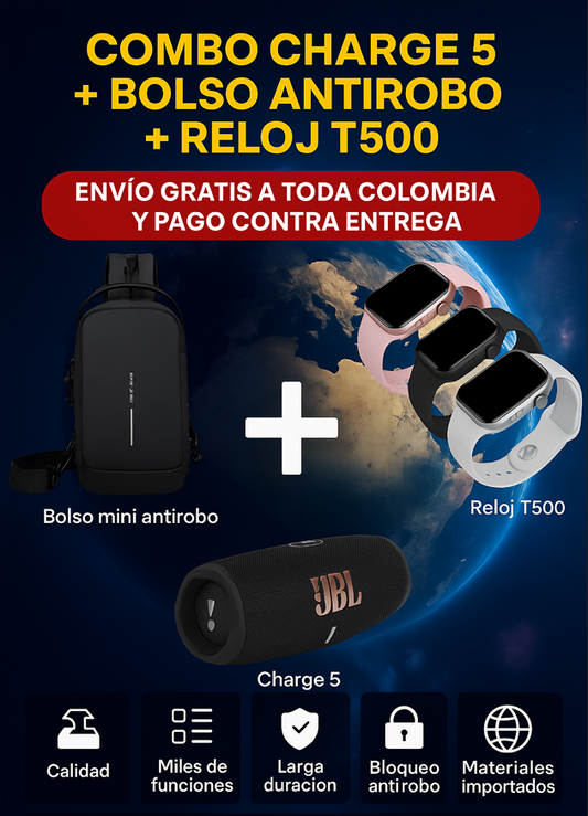 🎧PARLANTE ALTAVOZ + BOLSO ANTIROBO + RELOJ T500 OBSEQUIO 😍