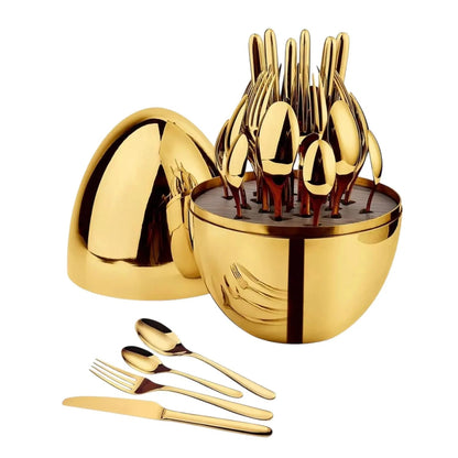 ✨Juego de Cubiertos Premium 24 Piezas – Diseño Elegante en Forma de Huevo 🍽️