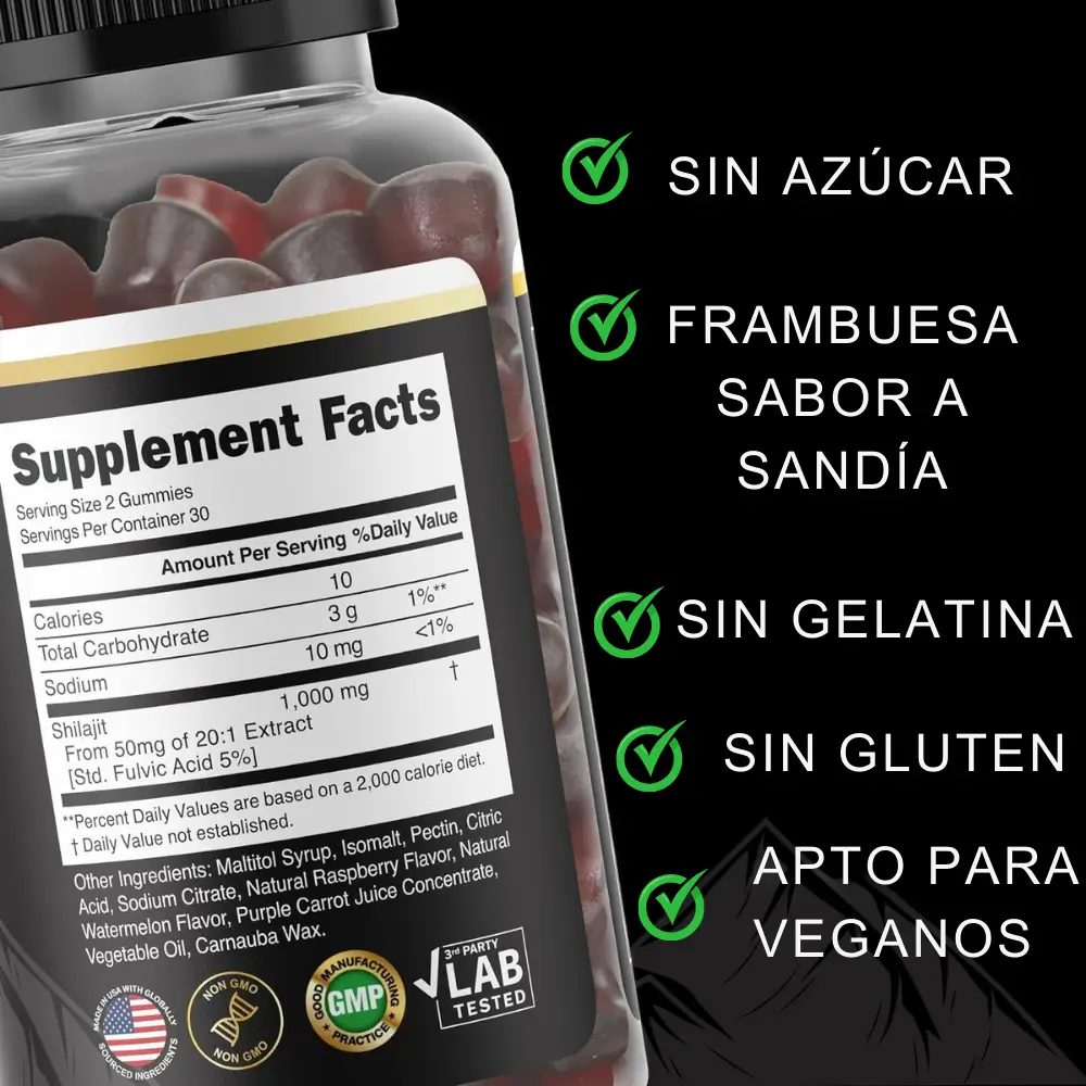 🧠 60 Gummies Shilajit - Fuerza, Libido y Enfoque en 1 Solo Producto