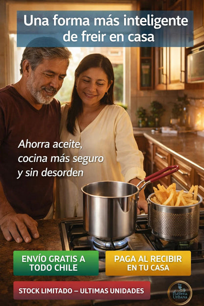 Olla Freidora Mini de Acero 304 🍟🔥 Cocina Limpio y Seguro