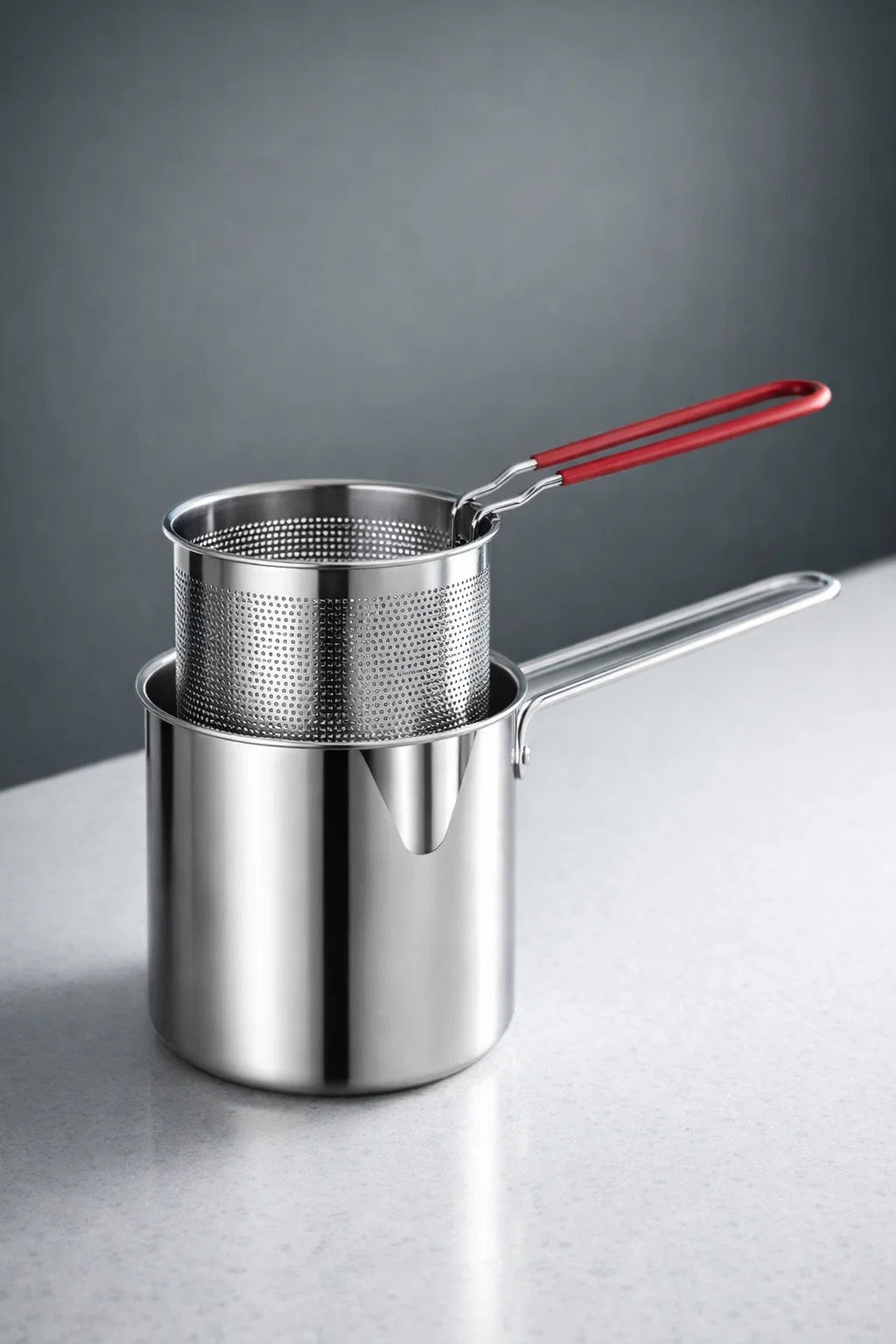 Olla Freidora Mini de Acero 304 🍟🔥 Cocina Limpio y Seguro
