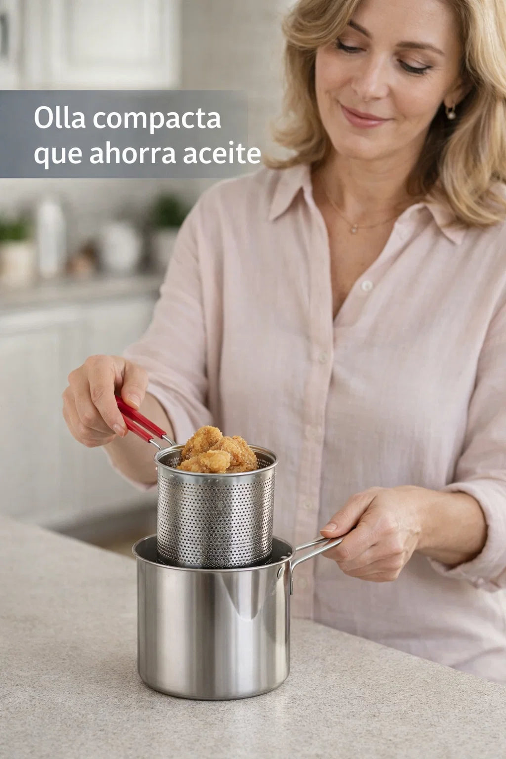 Olla Freidora Mini de Acero 304 🍟🔥 Cocina Limpio y Seguro