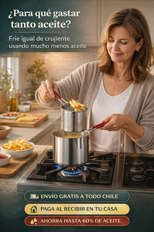Olla Freidora Mini de Acero 304 🍟🔥 Cocina Limpio y Seguro
